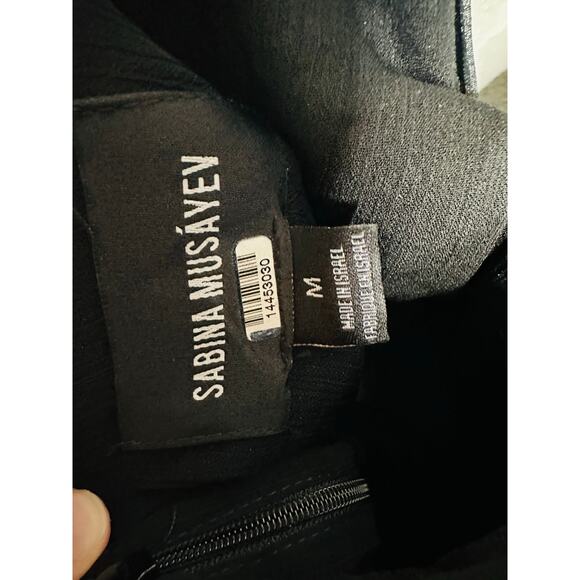 SABINA MUSAYEV Black Red Floral Front Twist Cutout Selina Dress size Medium - Picture 12 of 13